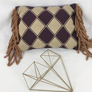 Purple & Gold Harlequin Diamonds Accent Pillow